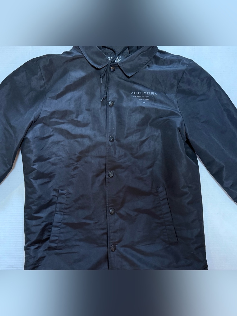 Zoo York Black Coach Jacket Detachable Hood Size S Skate Streetwear